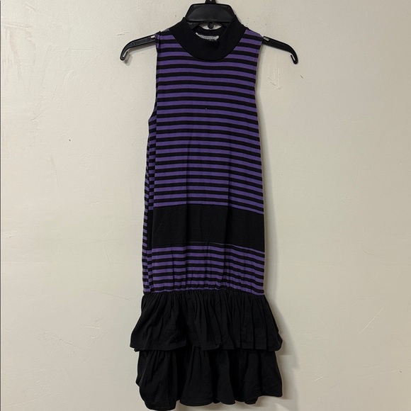 Contempo Dresses & Skirts - Elegant Purple and Black Striped Women's Dress